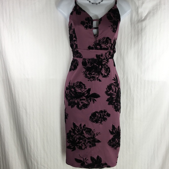 Haute Monde Dresses & Skirts - Haute Monde dress black velvet flowers sz L (Ex)